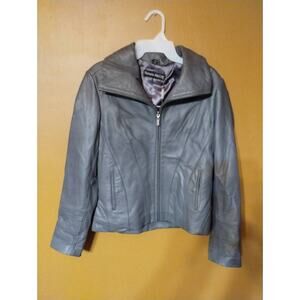 Pamela McCoy Grey Leather Jacket